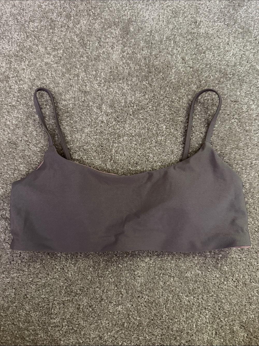 Lululemon bra (likely) size 2 and reversible. Grey/light mauve.